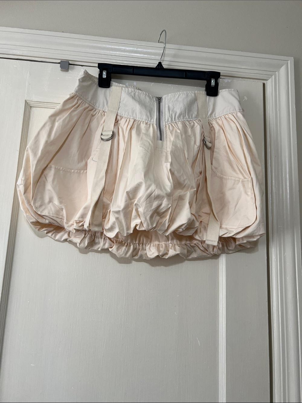 Urban Outfitters  Cream Bubble Skirt with Utility Straps, zipper and pockets